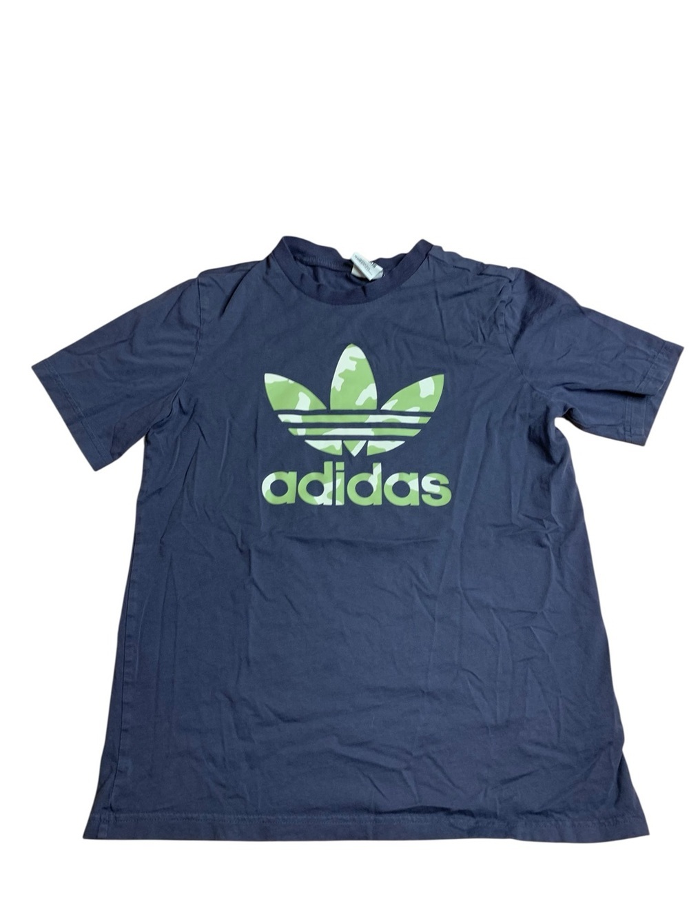 Adidas Originals Trefoil Graphic Tee - Navy & Green Camo - Youth Size 13-14Y